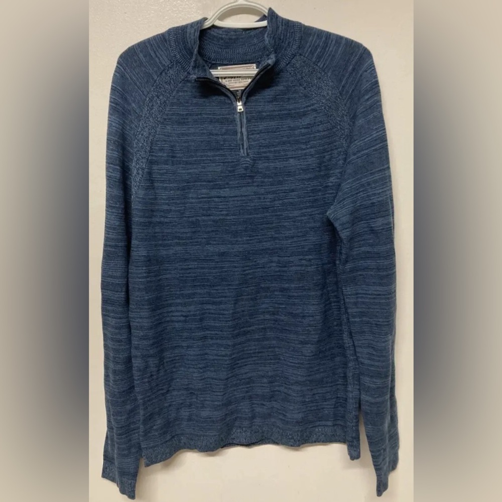 Flag & Anthem Mens 1/4 Zip Sweater Pullover Medium Blue Navy Mid-Weight Stretch